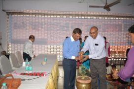 Dr. M.N. Roy & Mr. Sailesh Singh watering the plant to inaugurate the event